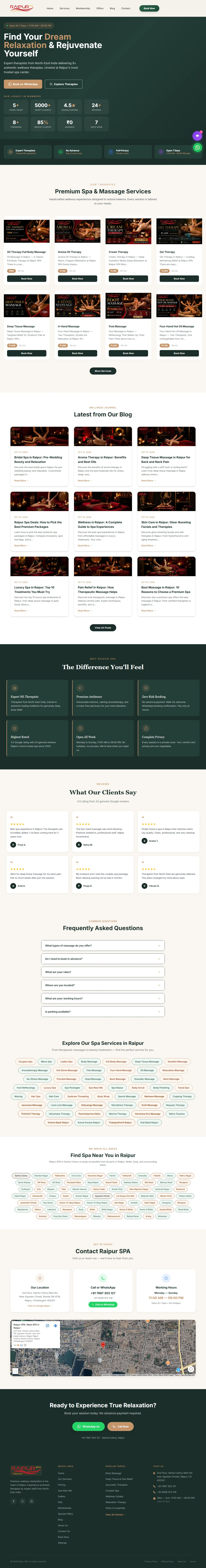 Raipur Spa - Luxury Wellness & Rejuvenation Centre Website Full Preview