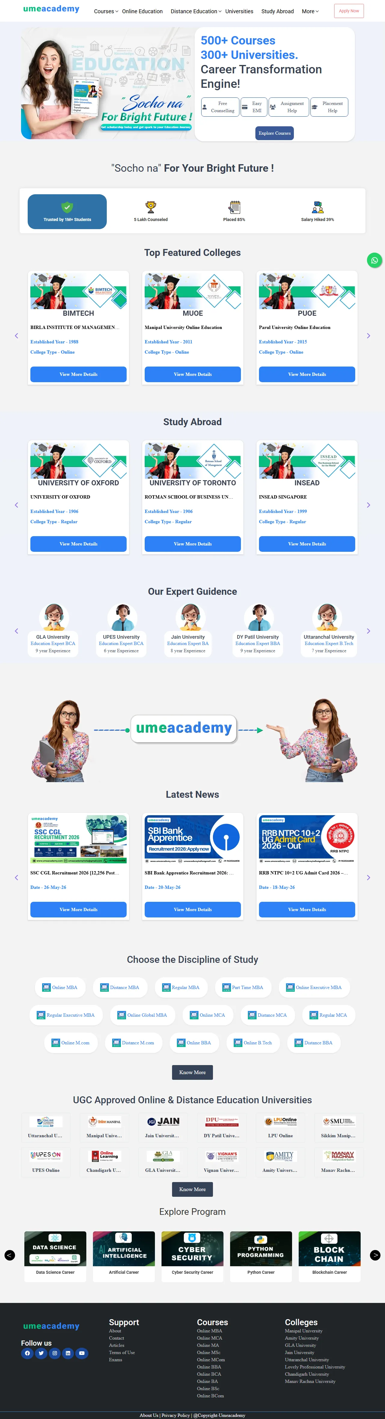 Ume Academy - Distance Learning & Executive Education Hub Website Full Preview
