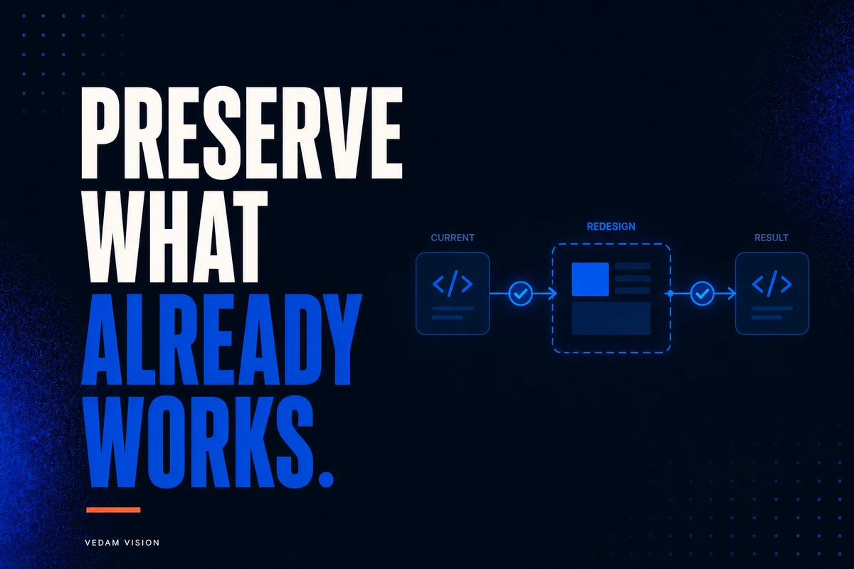 A redesign should preserve working behavior while improving clarity