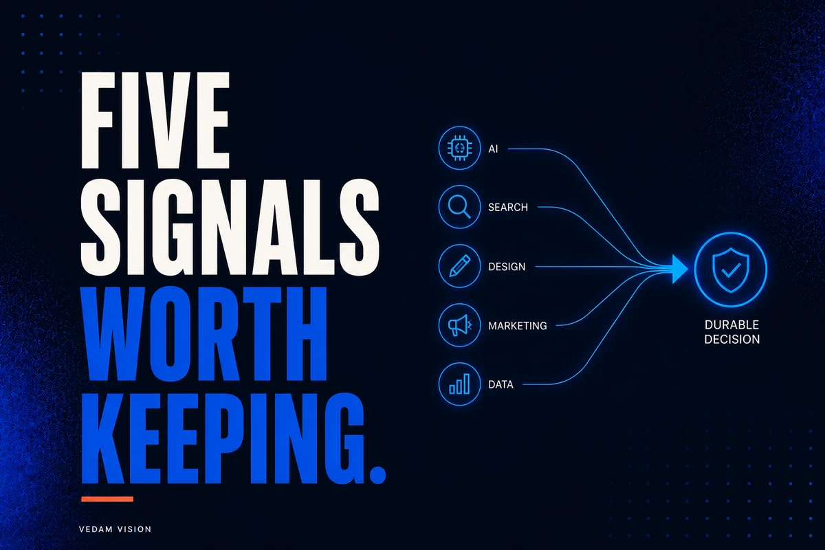 Five durable signals across AI, search, design, and marketing
